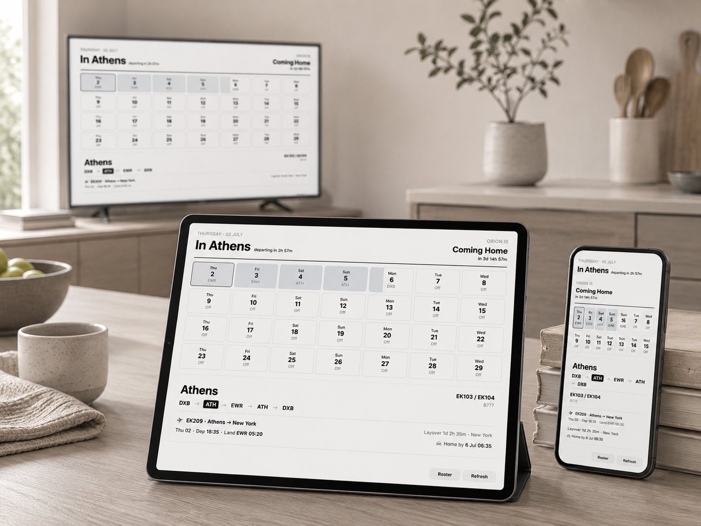 The dashboard on a kitchen iPad